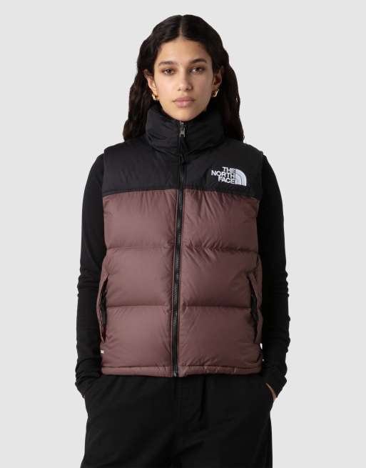 Chaleco de plumón color cuarzo oscuro y negro TNF Nuptse Retro 1996 de The North Face