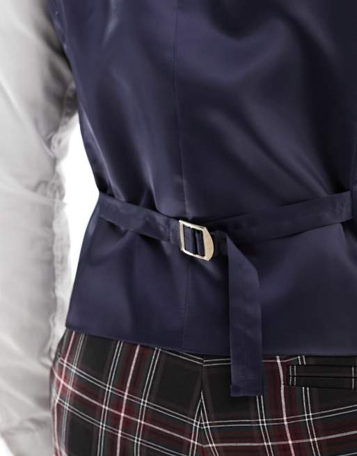 Chaleco de traje a cuadros escoceses verde oscuro de corte muy entallado de ASOS DESIGN, 5 de 5
