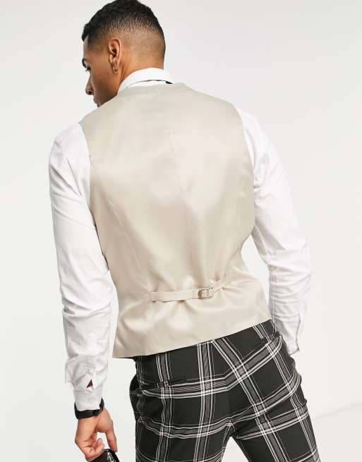 Chaleco de traje a cuadros verdes de corte muy entallado Mix & Match de ASOS DESIGN, 2 de 4