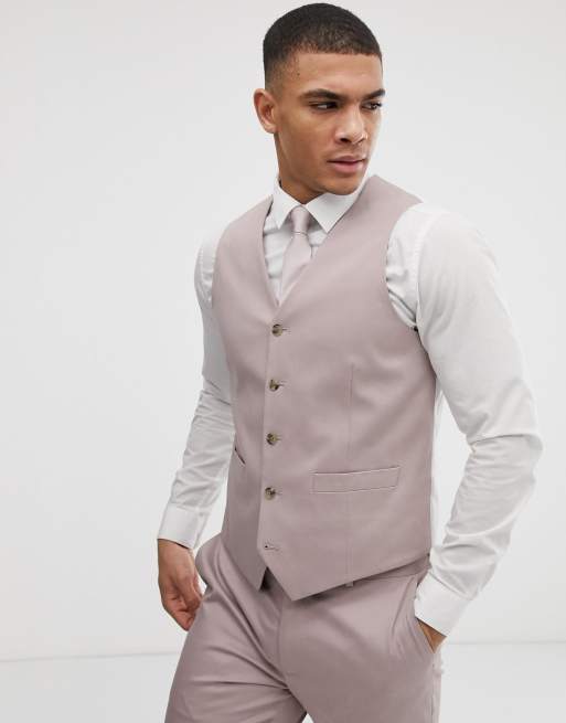 Traje ajustado color visón de algodón elástico de ASOS DESIGN Wedding, 3 de 3