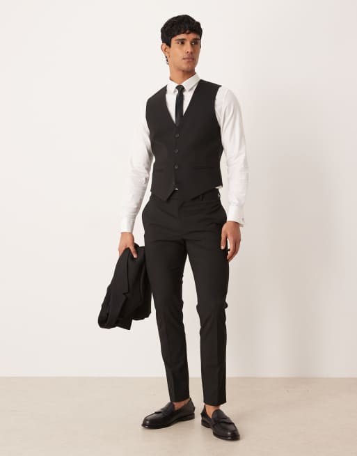 Chaleco de traje ajustado en negro de ASOS DESIGN, 2 de 5