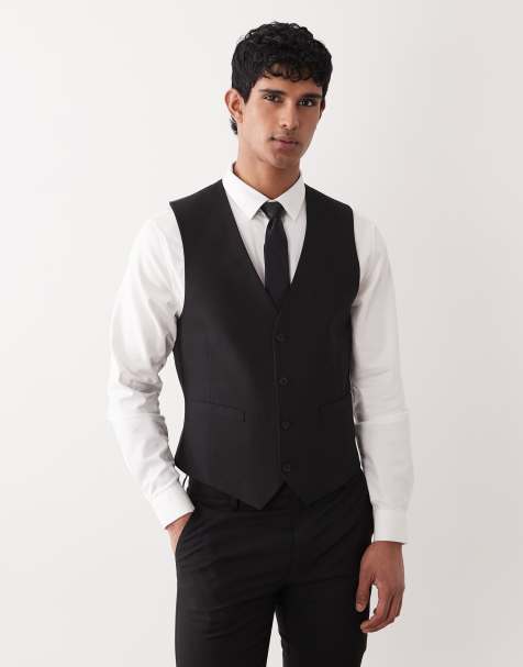 Chaleco de traje ajustado en negro de ASOS DESIGN - view 1