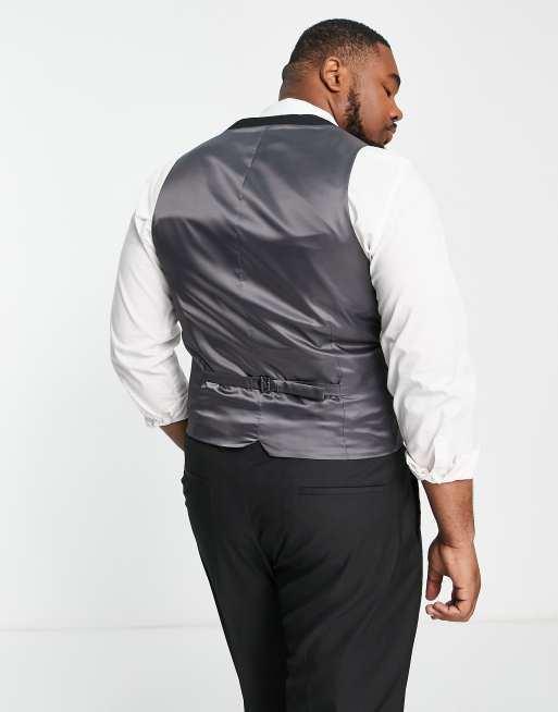 Chaleco de traje ajustado en negro de River Island Big & Tall, 2 de 4