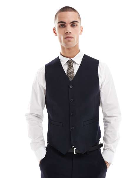 Chaleco de traje azul marino entallado de mezcla de lana de ASOS DESIGN - view 1
