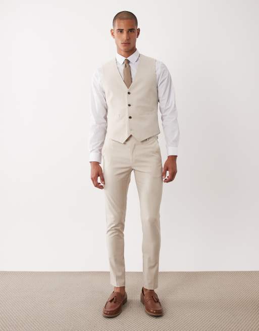 Chaleco de traje beis entallado de ASOS DESIGN, 2 de 5