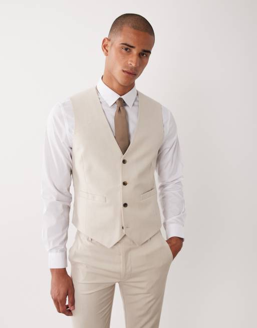 Chaleco de traje beis entallado de ASOS DESIGN, 3 de 5
