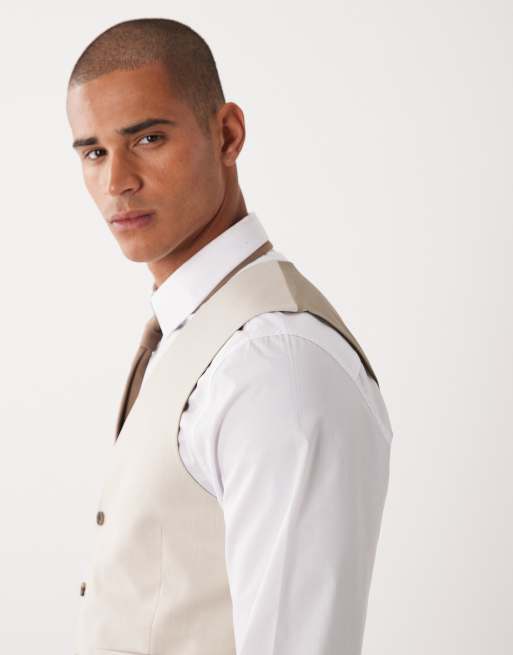 Chaleco de traje beis entallado de ASOS DESIGN, 4 de 5