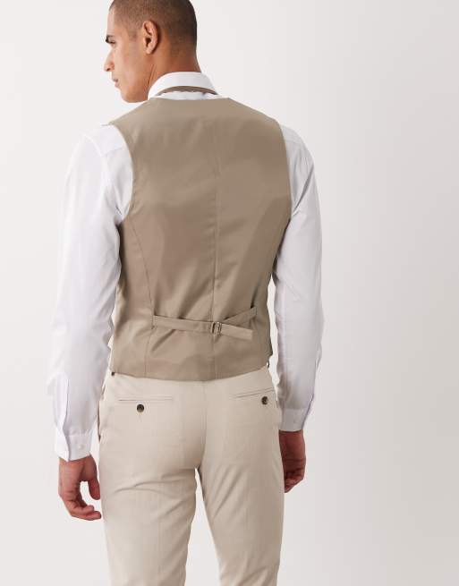 Chaleco de traje beis entallado de ASOS DESIGN, 5 de 5