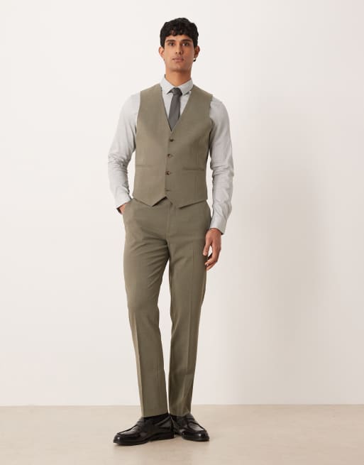 Chaleco de traje caqui de corte slim de ASOS DESIGN, 2 de 5