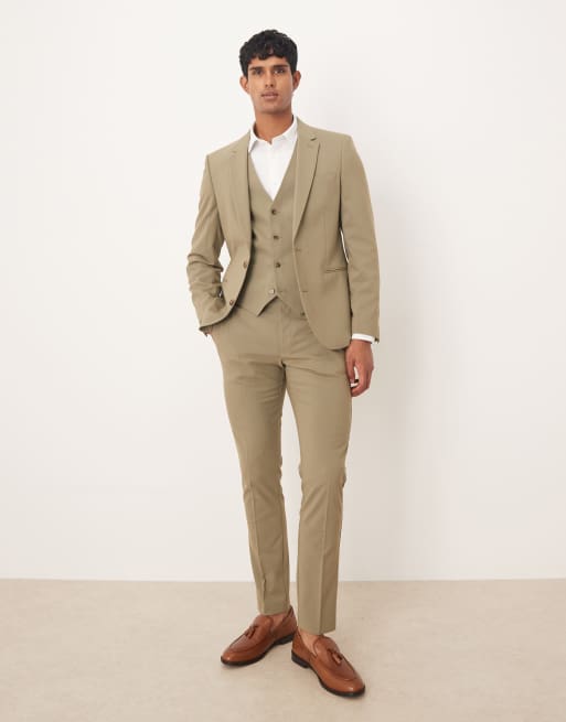 Chaleco de traje caqui entallado de ASOS DESIGN, 2 de 5