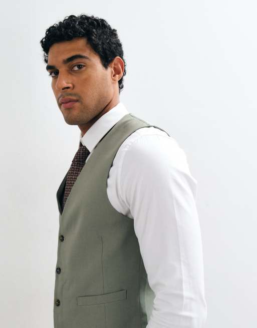 Chaleco de traje caqui entallado de ASOS DESIGN, 3 de 5