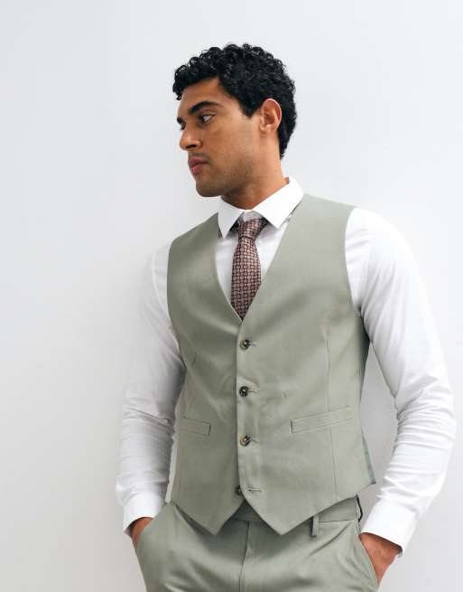 Chaleco de traje caqui entallado de ASOS DESIGN, 5 de 5