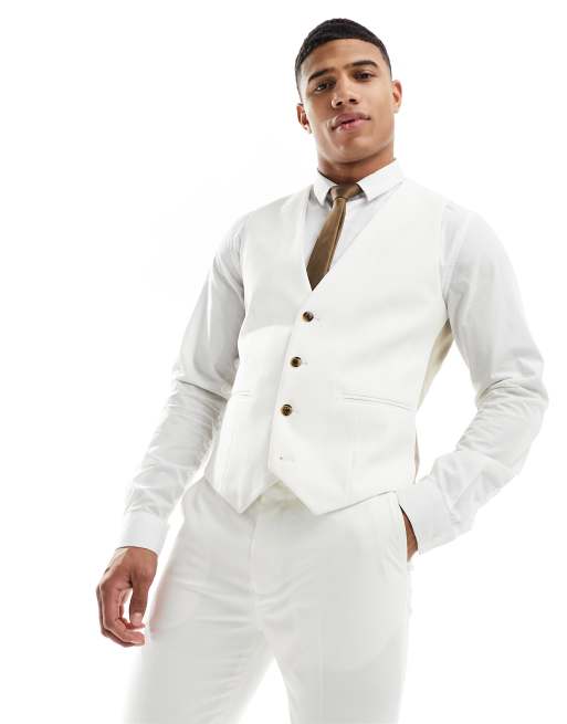 Chaleco de traje color crudo entallado de ASOS DESIGN