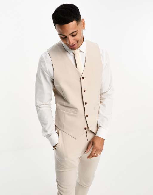 Chaleco de traje color crudo muy entallado Mix & Match de ASOS DESIGN