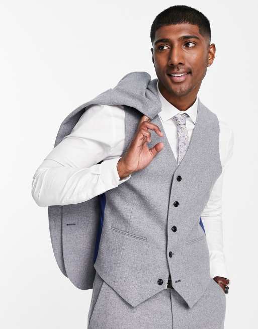 Chaleco de traje de corte slim de tweed de Harry Brown Wedding