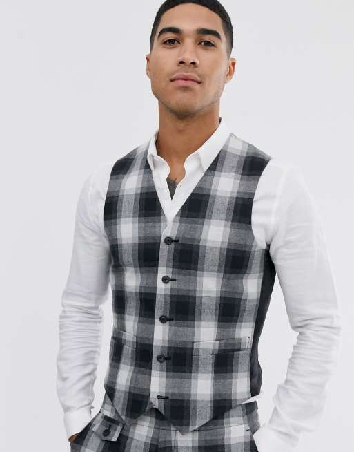 Traje entallado de algodón con diseño a cuadros grises de ASOS DESIGN, 4 de 4
