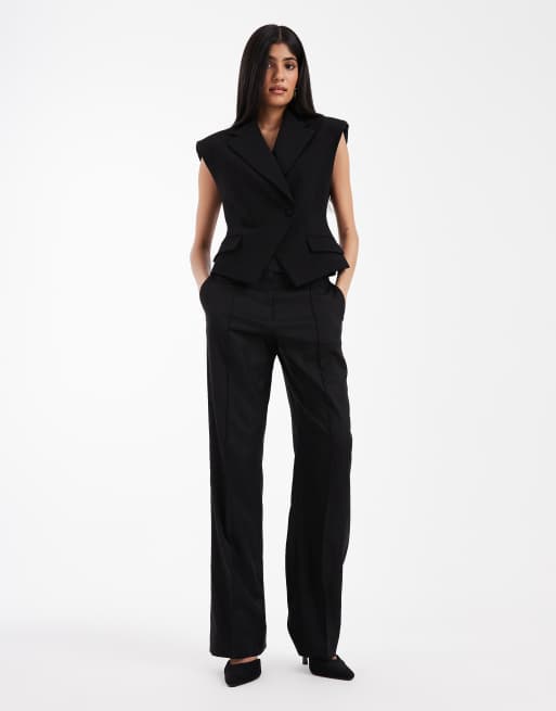 Chaleco de traje de sastre negro con cintura entallada de ASOS DESIGN, 2 de 4