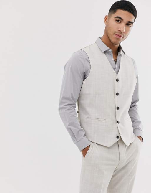 Traje ajustado color topo con diseño sombreado de ASOS DESIGN Wedding, 4 de 4