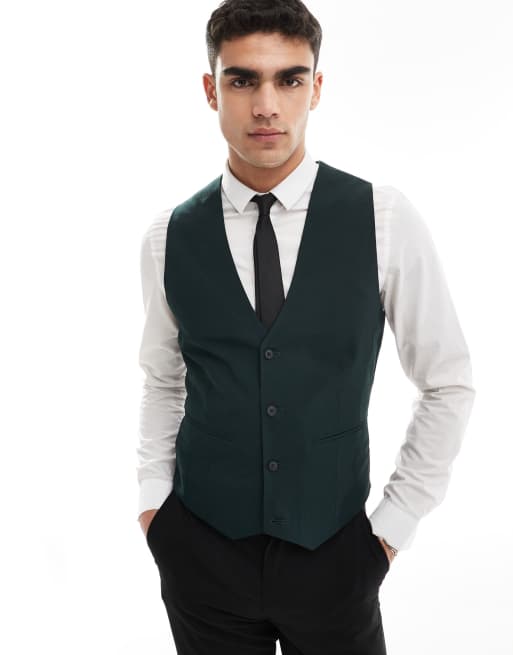 Chaleco de traje entallado en verde bosque de ASOS DESIGN