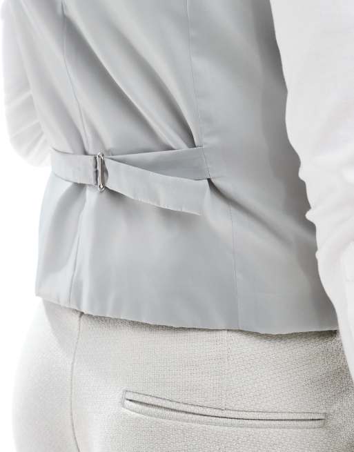 Chaleco de traje gris claro de corte slim de mezcla de lana de ASOS DESIGN, 3 de 5