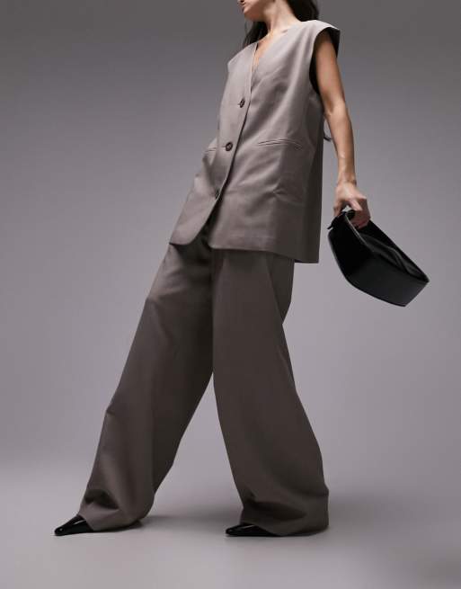 Chaleco de traje gris de corte sartorial extragrande Tonic de Topshop (parte de un conjunto)