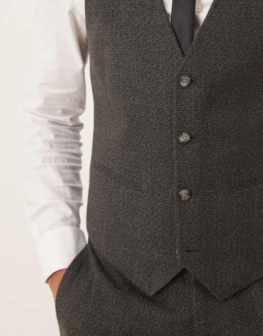 Chaleco de traje gris de corte slim de tejido microtexturizado de ASOS DESIGN, 4 de 5