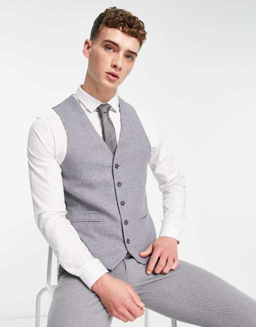 Chaleco de traje gris de tweed de Harry Brown Wedding