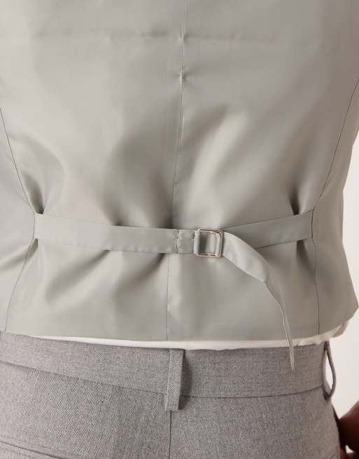 Chaleco de traje gris entallado con patrón de espiga de franela de ASOS DESIGN, 5 de 5