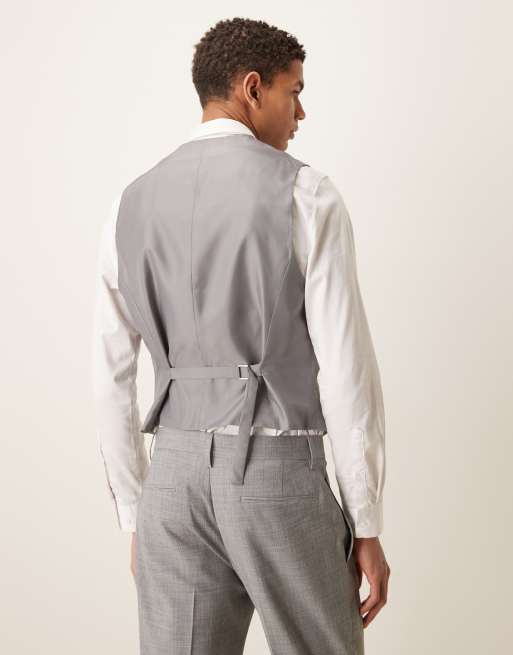 Chaleco de traje gris jaspeado de corte slim de mezcla de lana de ASOS DESIGN, 3 de 5
