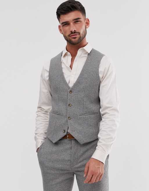 Traje gris muy ajustado con microtextura pata de gallo de ASOS DESIGN Wedding, 4 de 4
