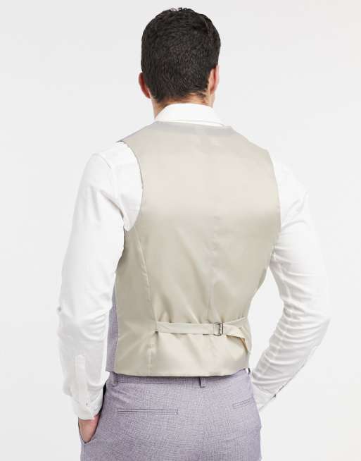 Chaleco de traje gris oscuro muy entallado con diseño de hilos cruzado de ASOS DESIGN Wedding, 2 de 4