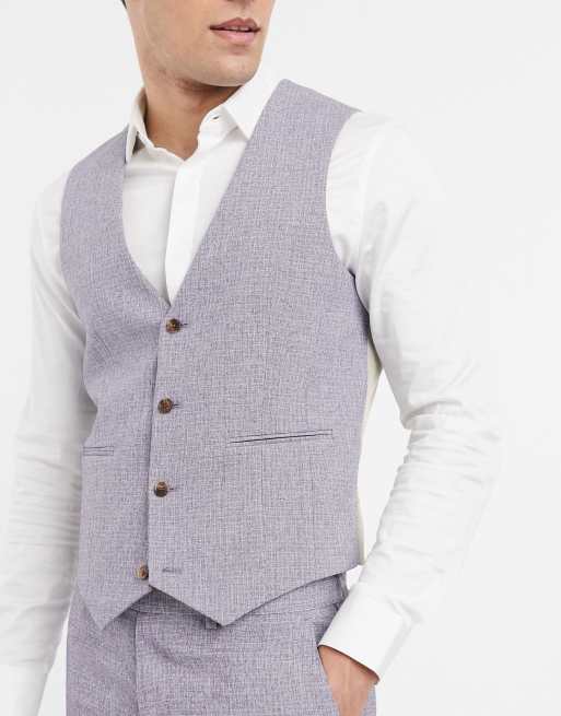 Chaleco de traje gris oscuro muy entallado con diseño de hilos cruzado de ASOS DESIGN Wedding, 3 de 4