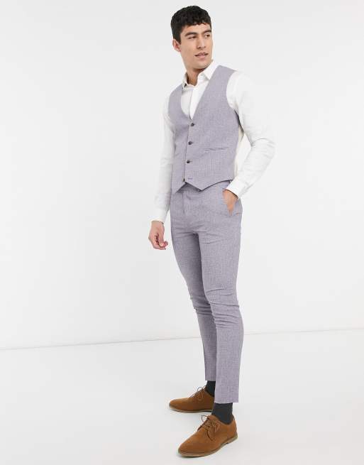 Chaleco de traje gris oscuro muy entallado con diseño de hilos cruzado de ASOS DESIGN Wedding, 4 de 4