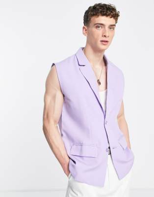 Chaleco de traje lila extragrande de sastre de Bando