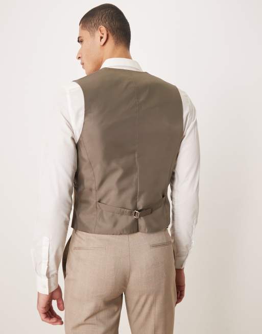 Chaleco de traje marrón a cuadros entallado de ASOS DESIGN, 3 de 5