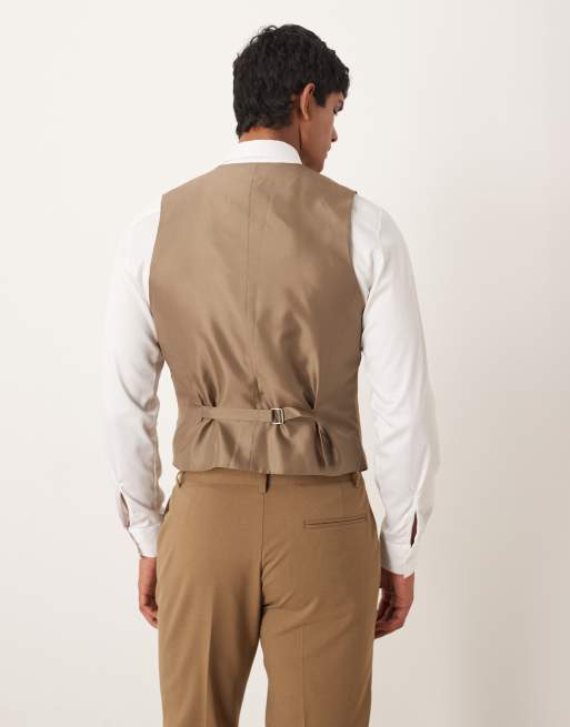 Chaleco de traje marrón de corte slim de ASOS DESIGN, 3 de 5