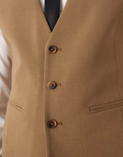 Chaleco de traje marrón de corte slim de ASOS DESIGN, 5 de 5