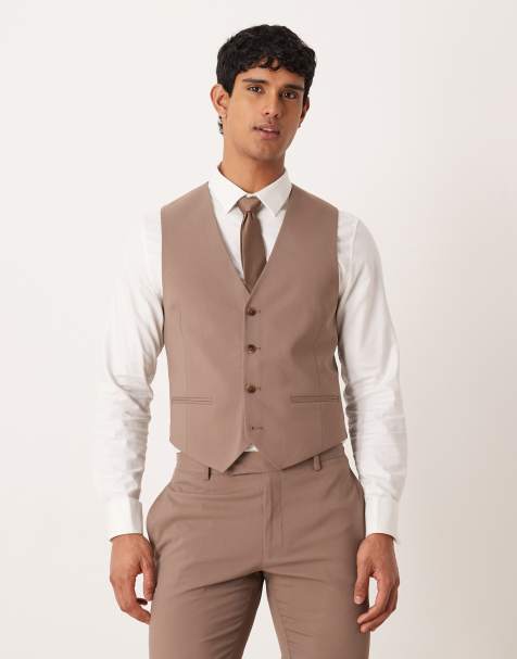 Chaleco de traje marrón entallado de ASOS DESIGN - view 1