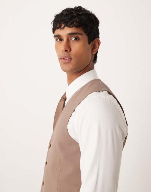 Chaleco de traje marrón entallado de ASOS DESIGN, 4 de 5