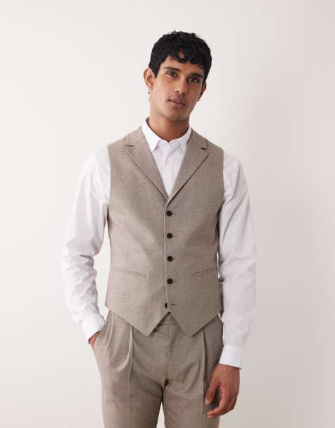 Chaleco de traje marrón entallado de ASOS DESIGN - view 1