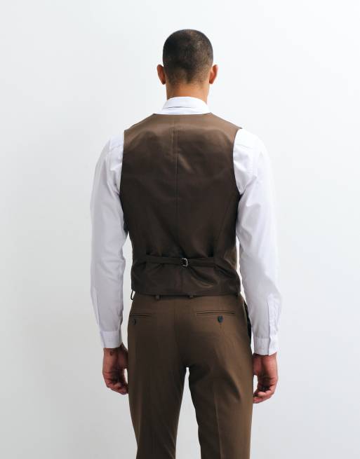 Chaleco de traje marrón entallado de ASOS DESIGN, 5 de 5
