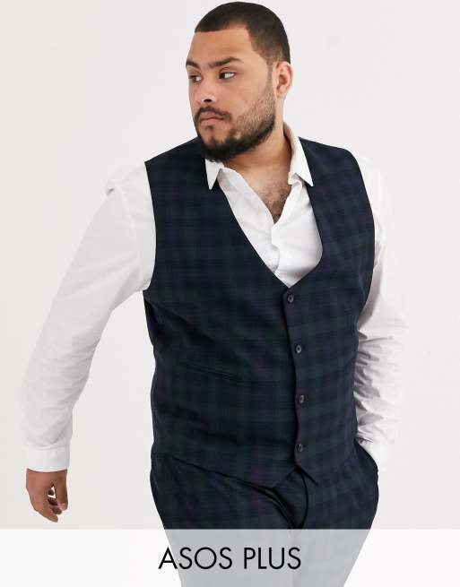 Traje azul marino muy ajustado con estampado de cuadros escoceses Blackwatch de ASOS DESIGN Plus, 4 de 4
