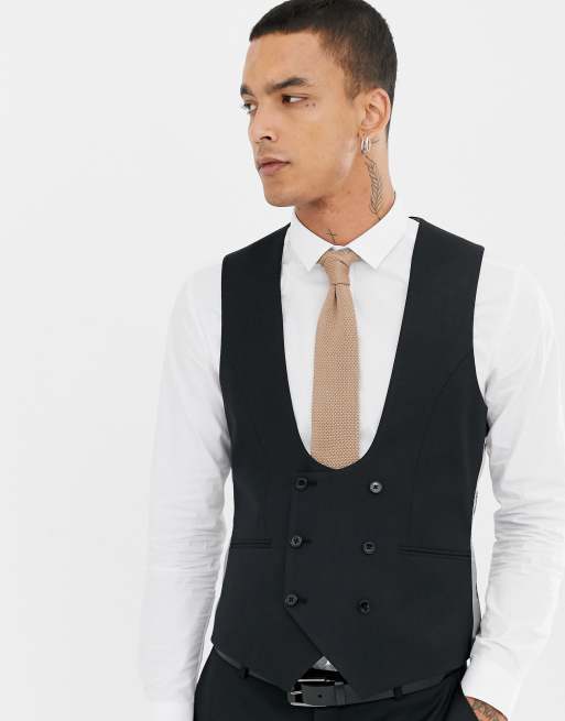 Chaleco de traje muy ajustado en negro de ASOS DESIGN