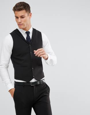 Chaleco de traje muy ajustado en negro de ASOS DESIGN