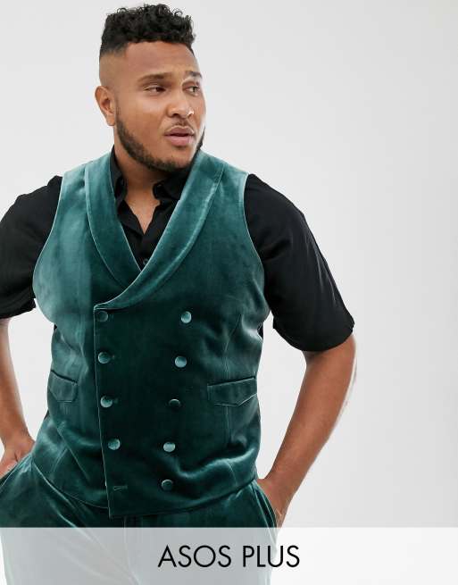 Esmoquin muy ajustado de terciopelo en verde bosque de ASOS DESIGN Plus, 4 de 4