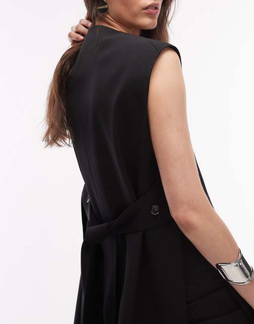 Chaleco de traje negro con lazada en la espalda de mezcla de lana de ARKET, 3 de 4