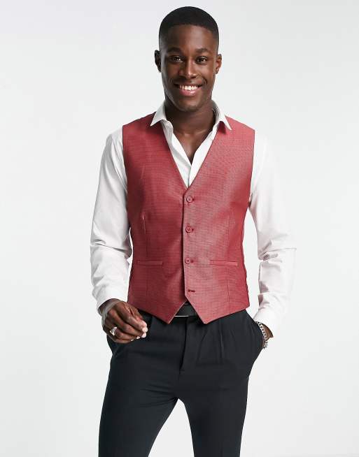 Chaleco de traje rojo de corte muy entallado de Bolongaro Trevor