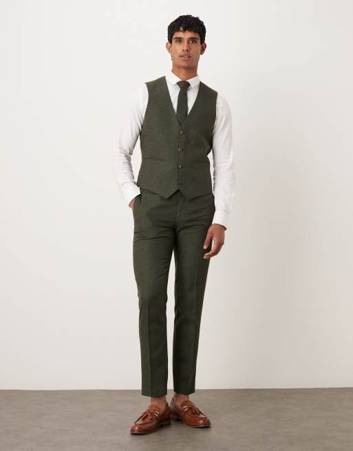 Chaleco de traje verde entallado de tejido microtexturizado de ASOS DESIGN, 2 de 5