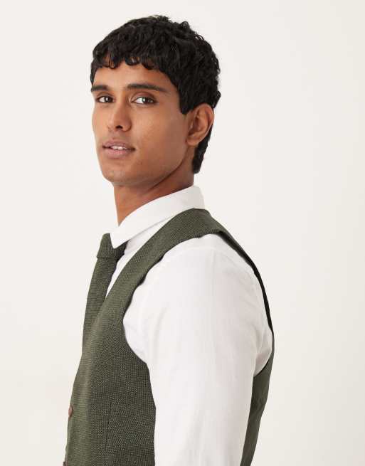 Chaleco de traje verde entallado de tejido microtexturizado de ASOS DESIGN, 4 de 5