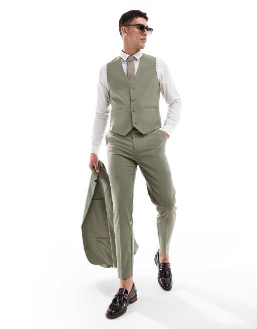 Chaleco de traje verde oliva de corte slim de ASOS DESIGN, 3 de 5